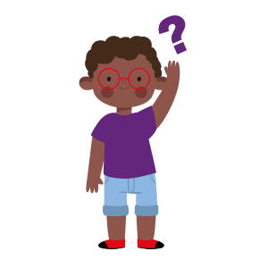 A drawing of a child raising their hand to ask a question